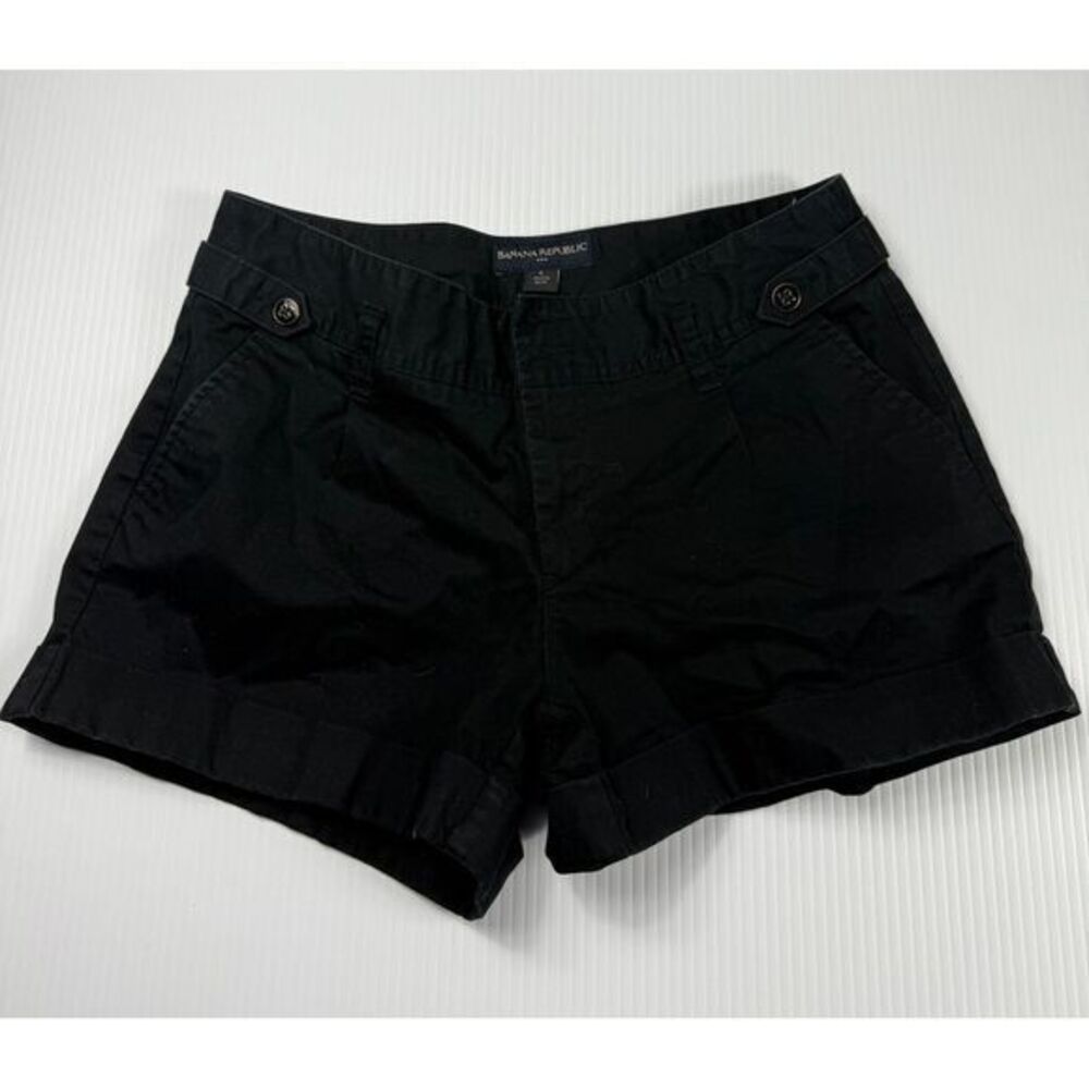 Banana Republic Black Cotton Chino Shorts Classic Summer Casual Size 6